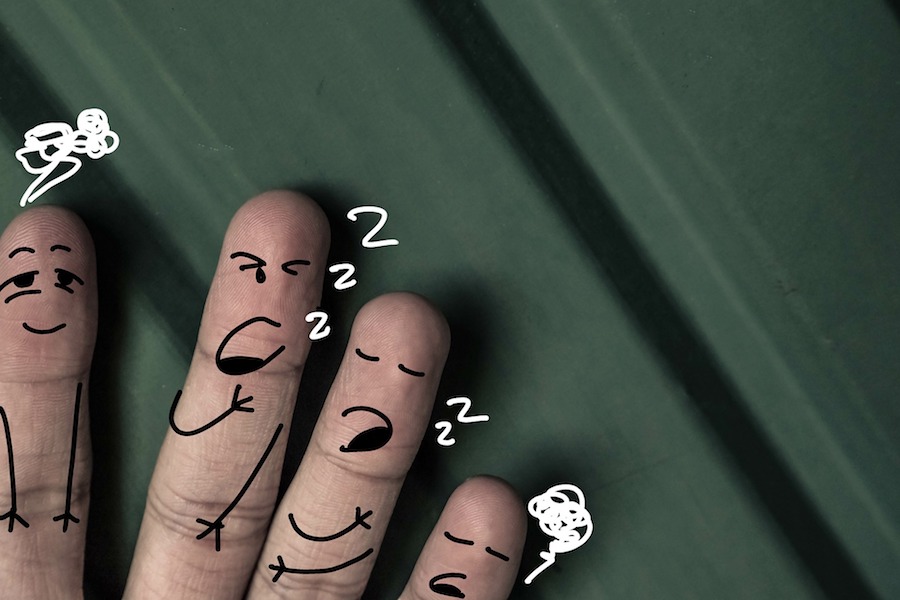Fingers, with sleepy expressions drawn on them to indicate the countdown to falling asleep..