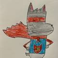 Child's drawing of school dog superhero