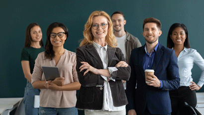 Group of confident happy teachers