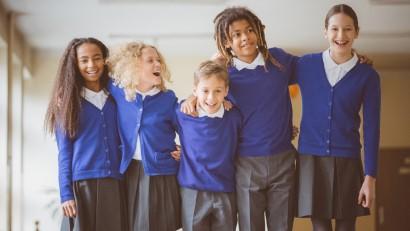 Group of pupils in school corridor